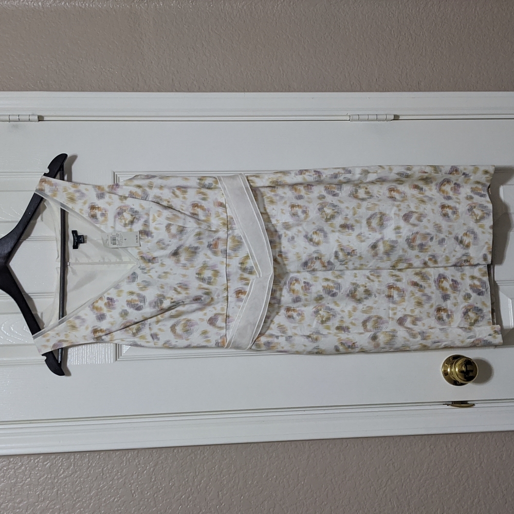 Ann Taylor Linen Blend White Print Dress Size 4 NWT - Picture 1 of 9